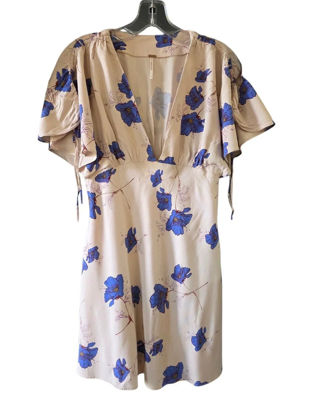 Free People Melanie Floral Printed Mini Dress With Flutter Sleeves Size 2